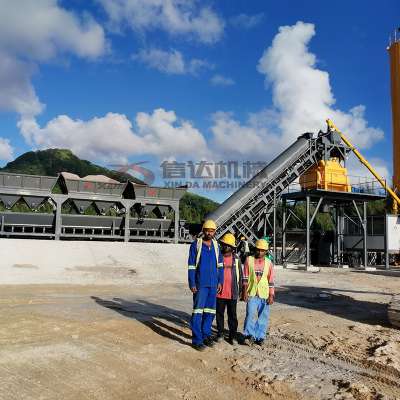 HZS50 Stationary Concrete Mixing Plant in Africa